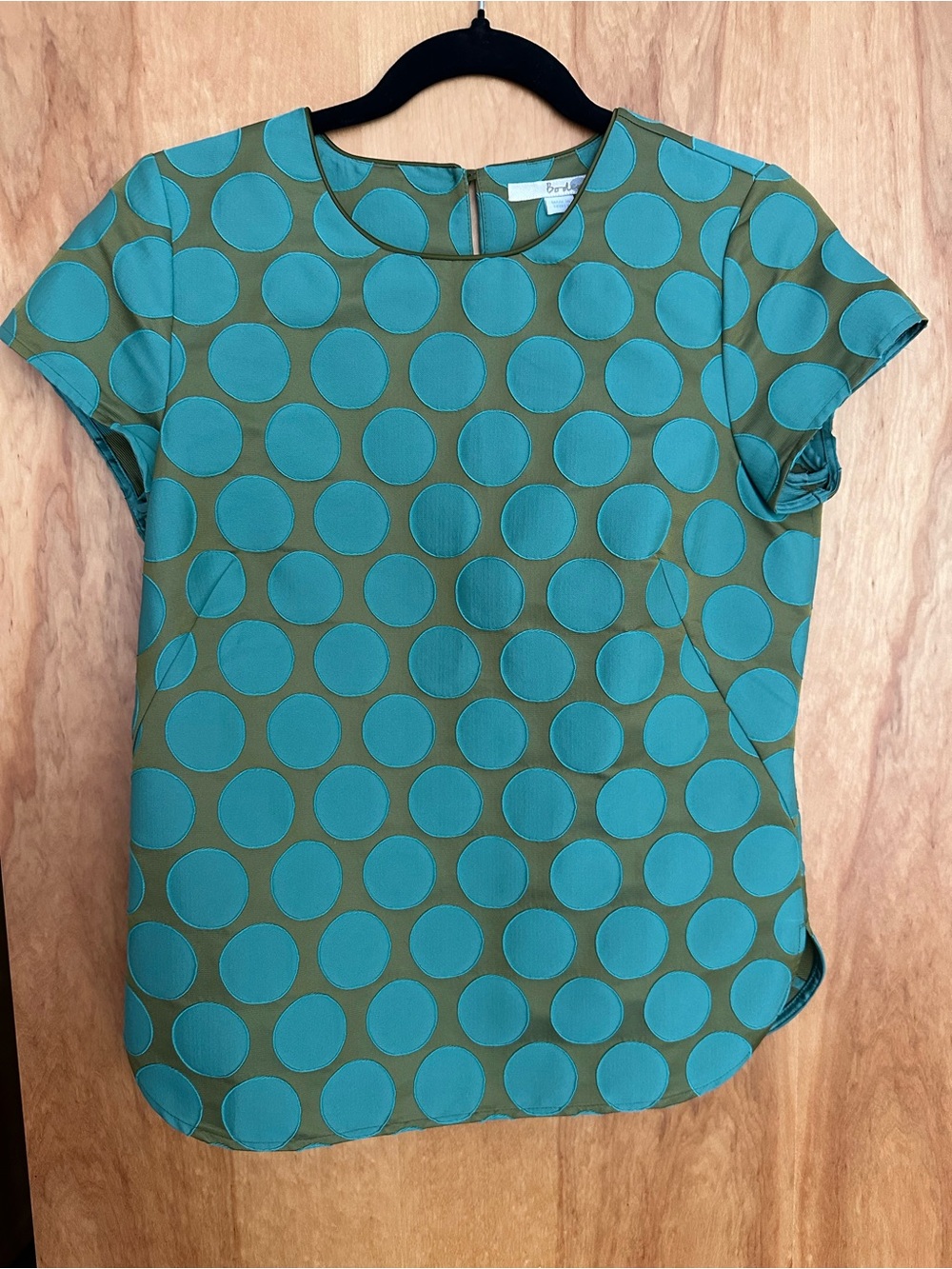 Boden Teal Polka Dot Short Sleeve Blouse
